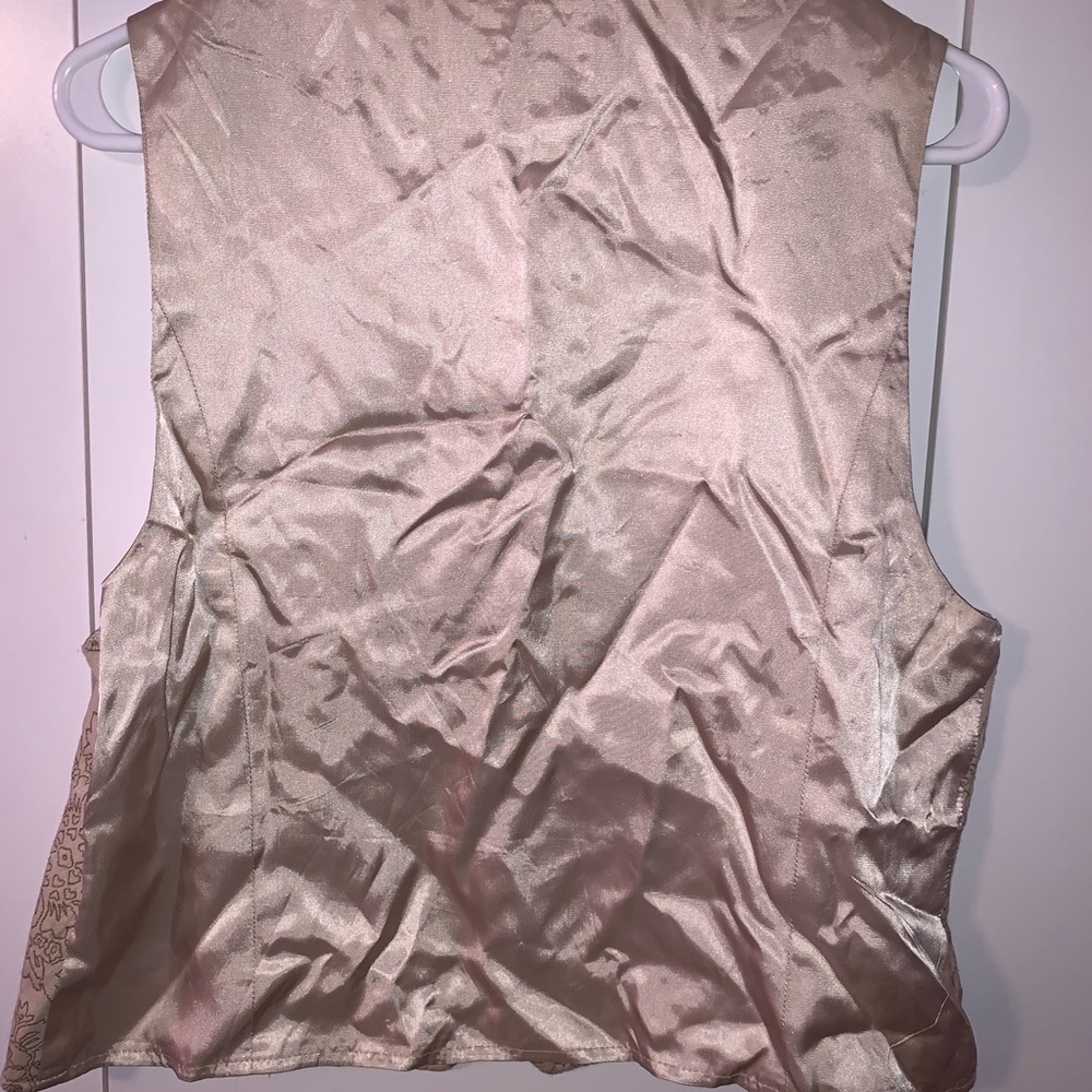 L Beige Patterned Button-Down Vest - image 8